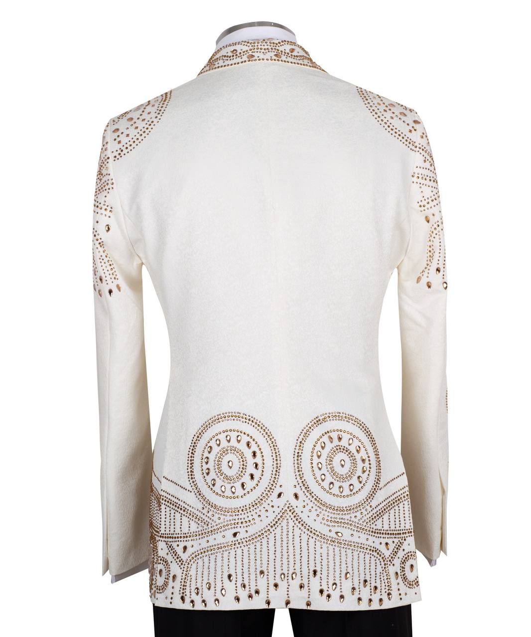 Ivory Gold Embellished Tuxedo Jacket