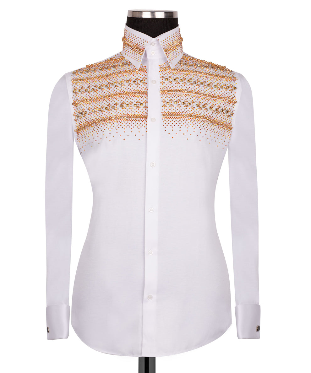 Classic Stones Detailed Shirt - White - HandCrafted Shirts | Black Tuxedo Style