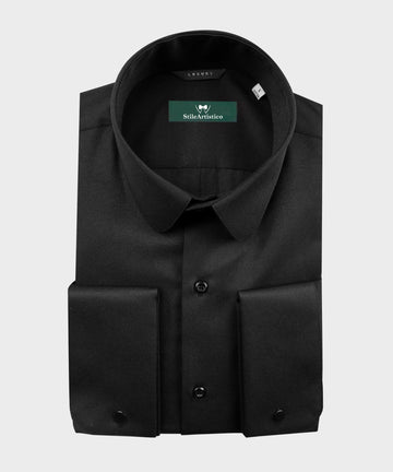 Round Collar Shirt - Shirt | Black Tuxedo Style