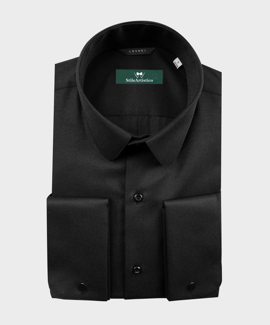 Round Collar Shirt - Shirt | Black Tuxedo Style