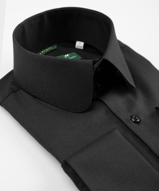 Round Collar Shirt - Shirt | Black Tuxedo Style