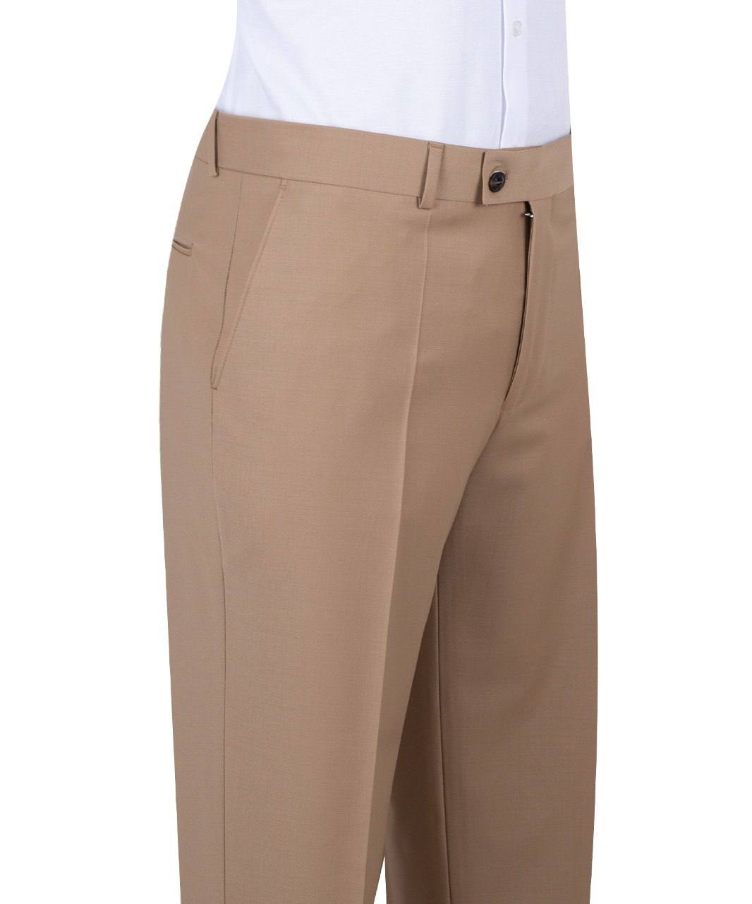 Sand three-piece suit for men with jacket, vest, and trousers