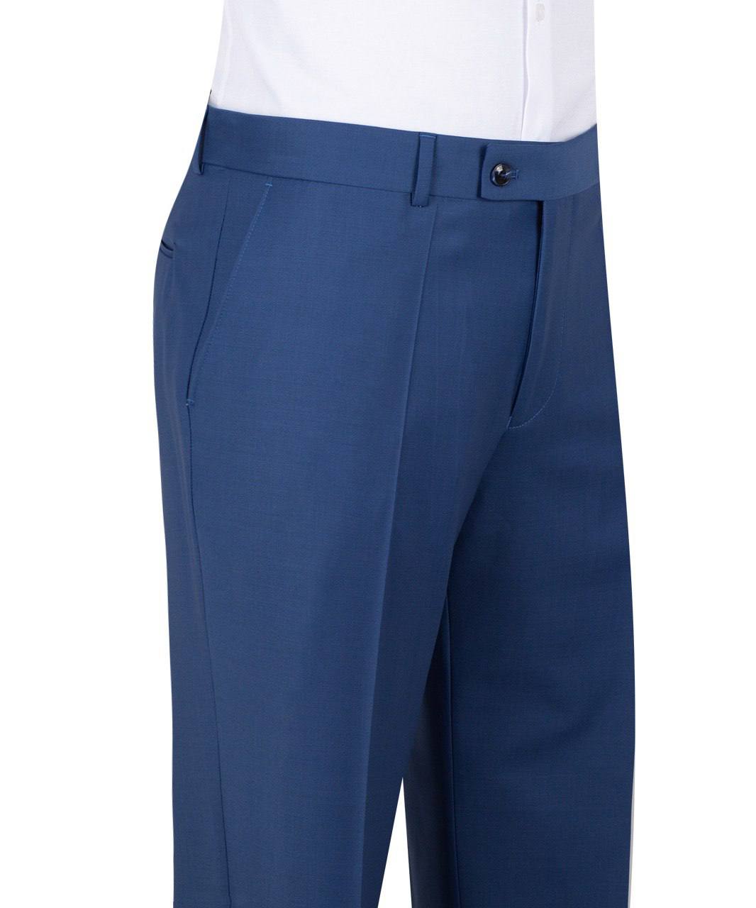 Steel blue three-piece suit for men with jacket, vest, and trousers