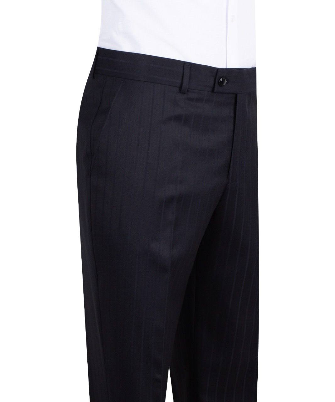 Black wool pinstripe double-breasted suit for men with jacket and trousers