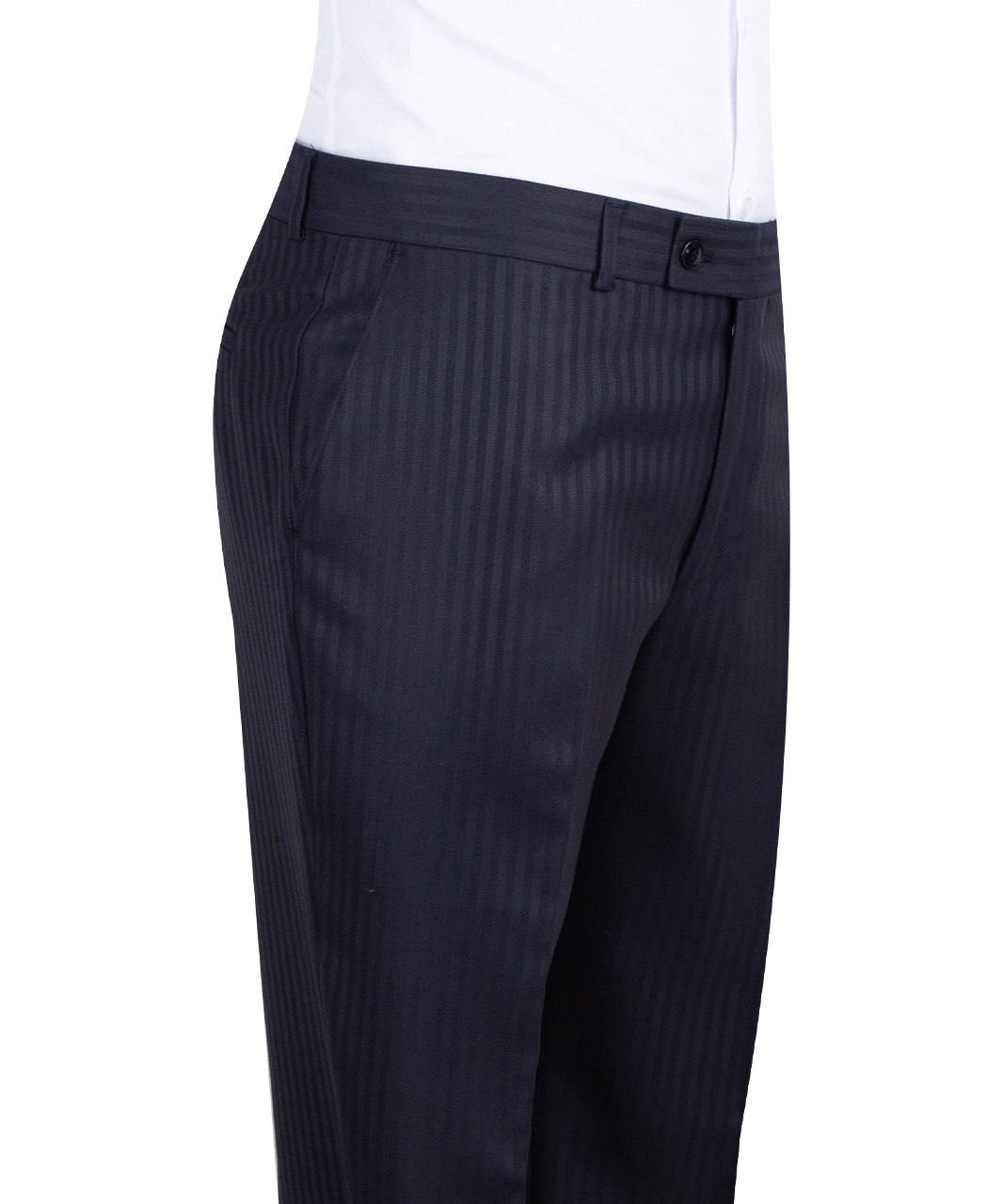 Navy blue wool pinstripe double-breasted suit for men with jacket and trousers