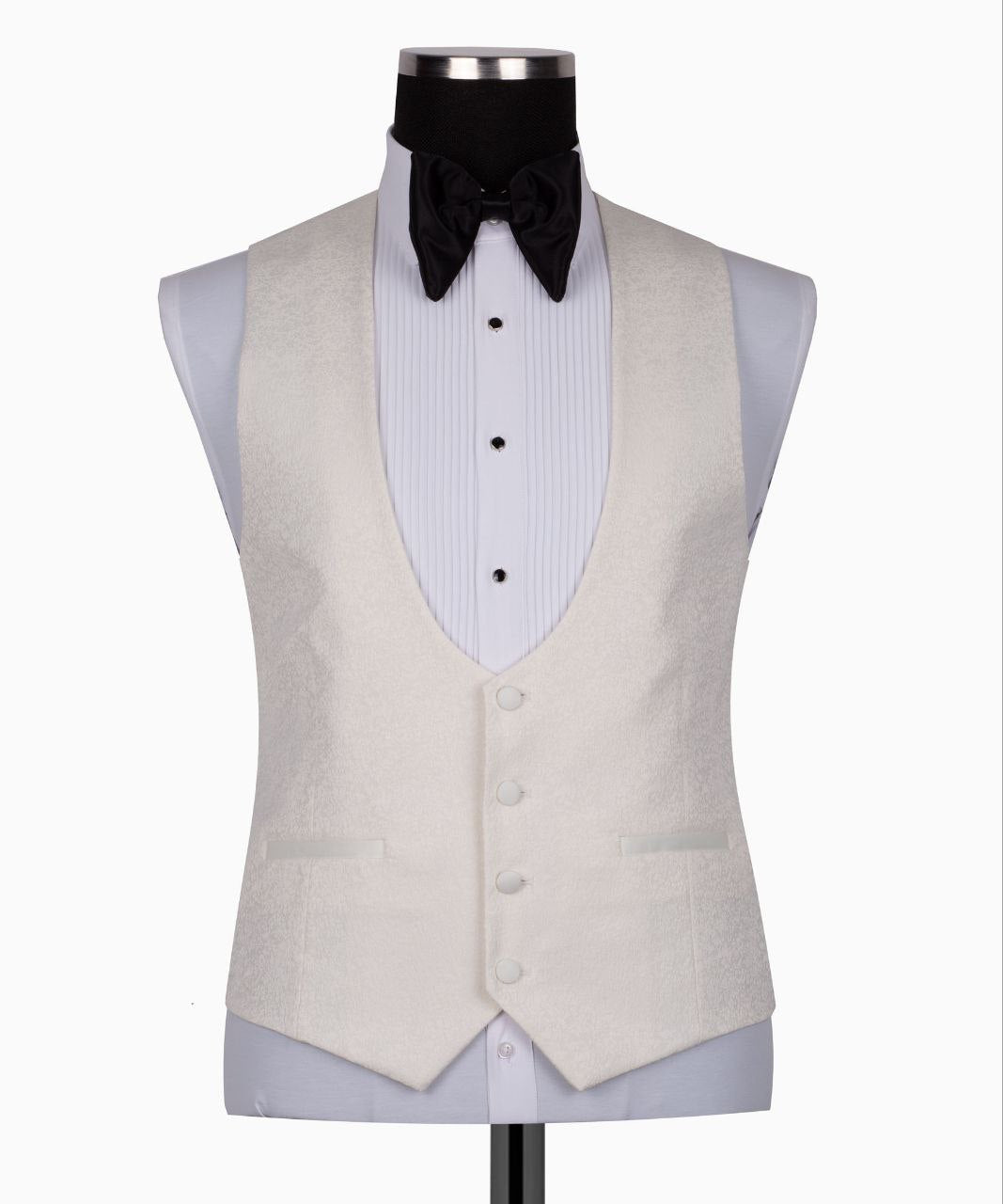 Cream Peak Lapel Cream Tuxedo - Triple Tuxedo | Black Tuxedo Style