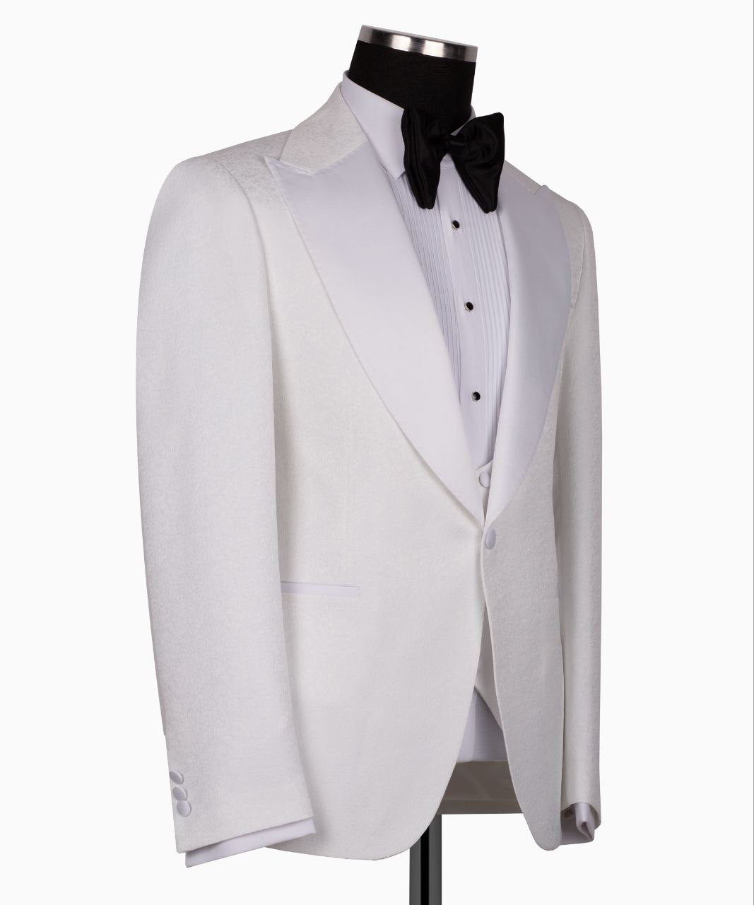 White Peak Lapel White Tuxedo - Triple Tuxedo | Black Tuxedo Style
