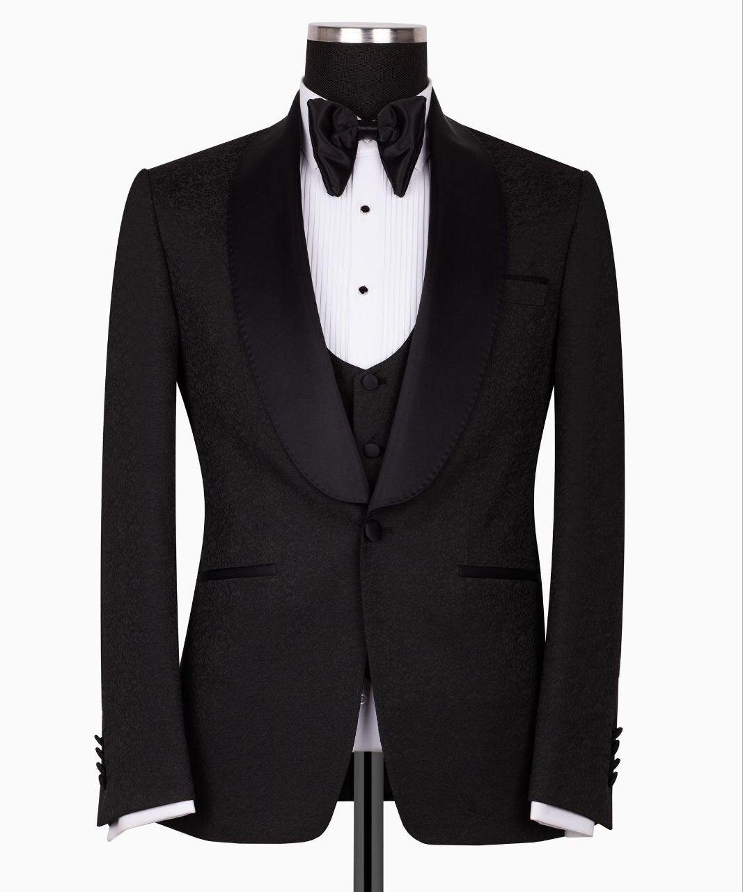 Black Shawl Lapel Black Tuxedo - Triple Tuxedo | Black Tuxedo Style