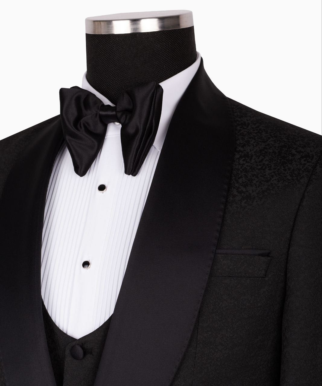 Black Shawl Lapel Black Tuxedo - Triple Tuxedo | Black Tuxedo Style