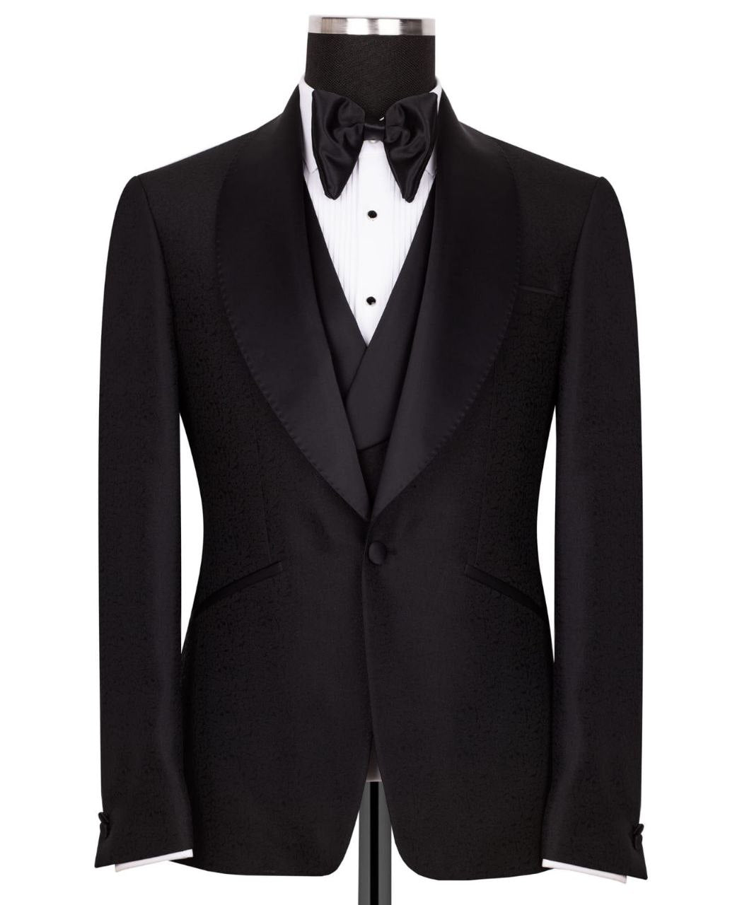 Black Shawl Lapel Black Tuxedo - Triple Tuxedo | Black Tuxedo Style