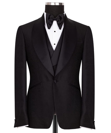 Black Shawl Lapel Black Tuxedo - Triple Tuxedo | Black Tuxedo Style