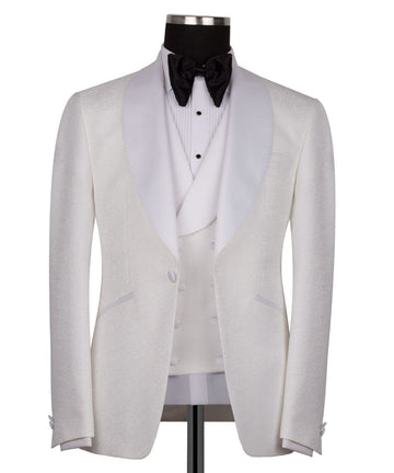 White Shawl Lapel White Tuxedo - Triple Tuxedo | Black Tuxedo Style