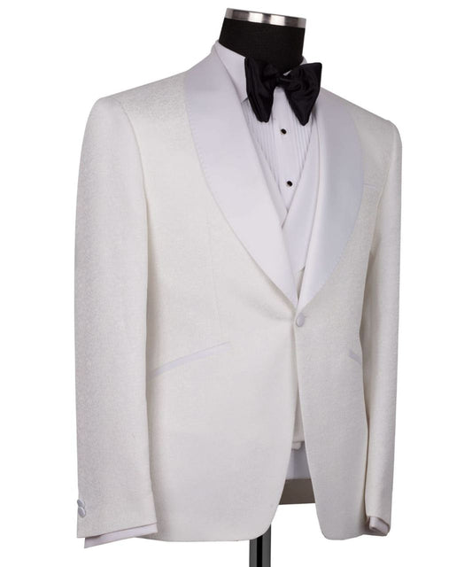 White Shawl Lapel White Tuxedo - Triple Tuxedo | Black Tuxedo Style