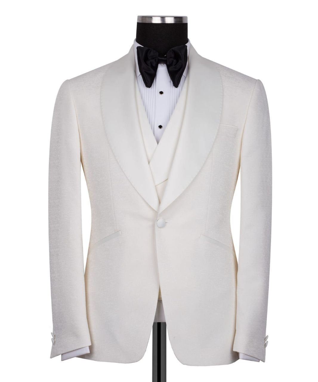 Cream Shawl Lapel Cream Tuxedo - Triple Tuxedo | Black Tuxedo Style