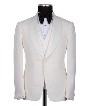 Cream Shawl Lapel Cream Tuxedo - Triple Tuxedo | Black Tuxedo Style