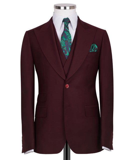 Burgundy 3-Piece Classic Suit