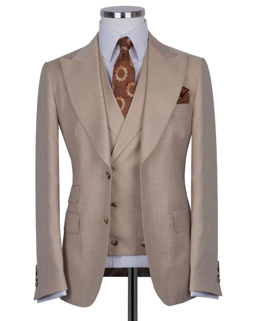 Beige Flafil 3-Piece Classic Suit