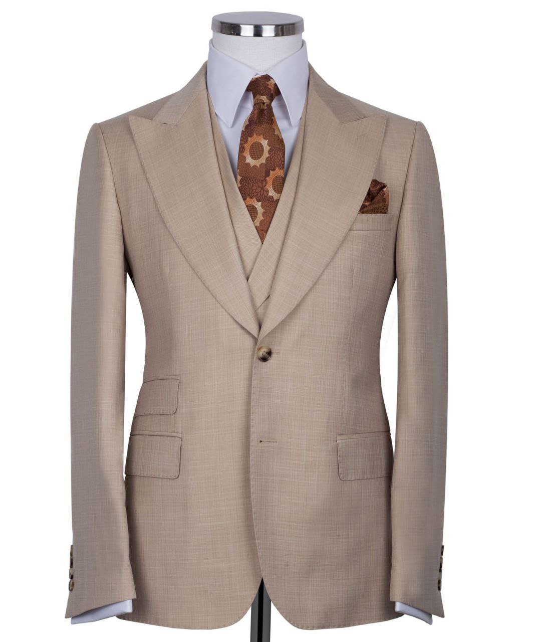 Beige Flafil 3-Piece Classic Suit