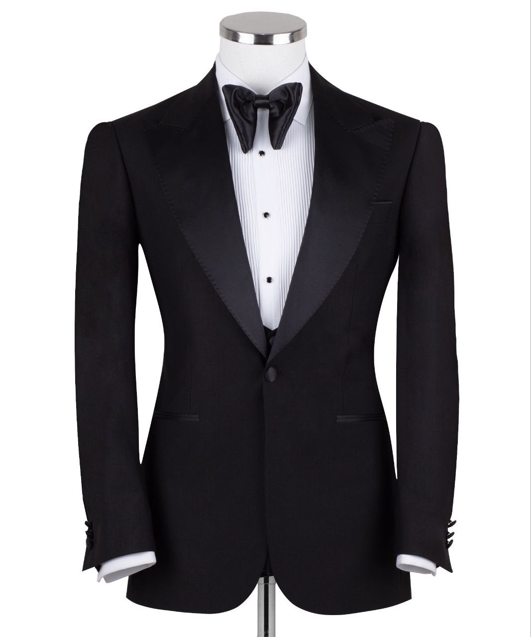 Black Wool Shawl Lapel Three-Piece Tuxedo | Charly Luxury