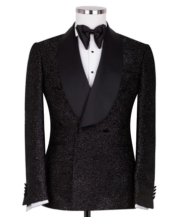Black Sparkle Double Breasted Tuxedo | Charly Luxury