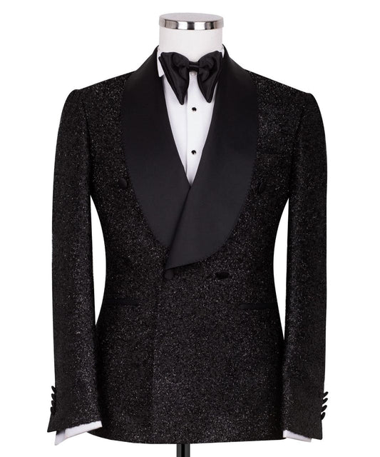 Black Sparkle Double Breasted Tuxedo | Charly Luxury