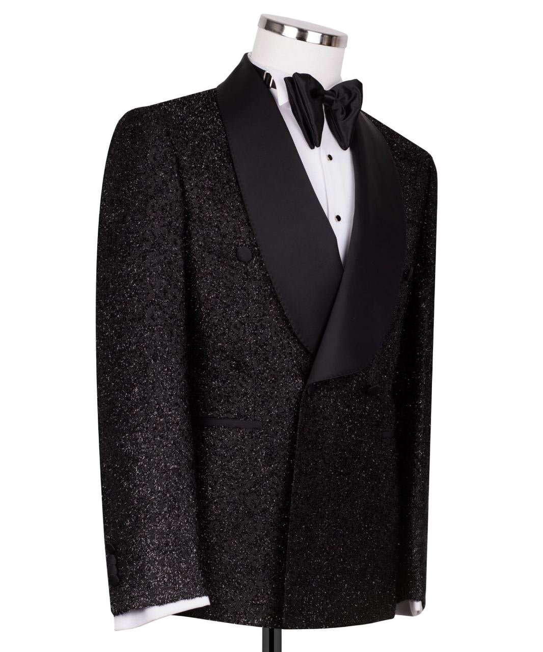 Black Sparkle Double Breasted Tuxedo | Charly Luxury