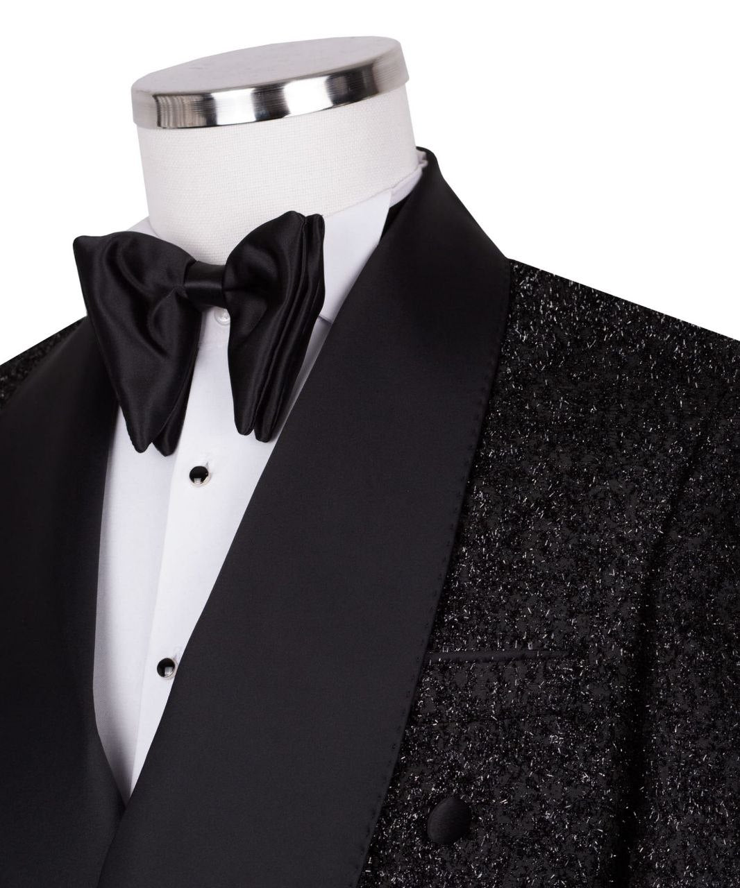 Black Sparkle Double Breasted Tuxedo | Charly Luxury