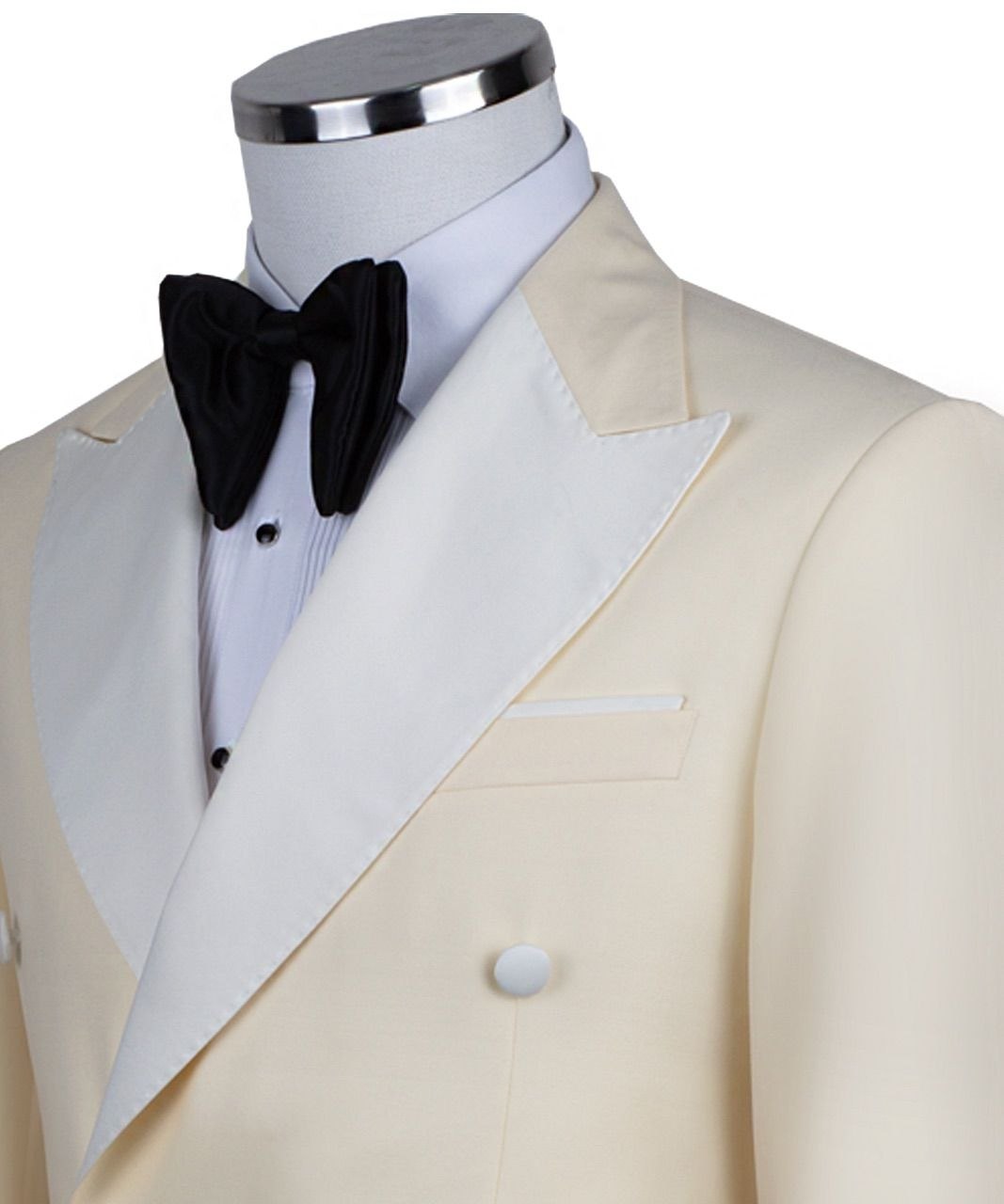 Cream Double Breasted Peak Lapel Tuxedo | Charly Luxury