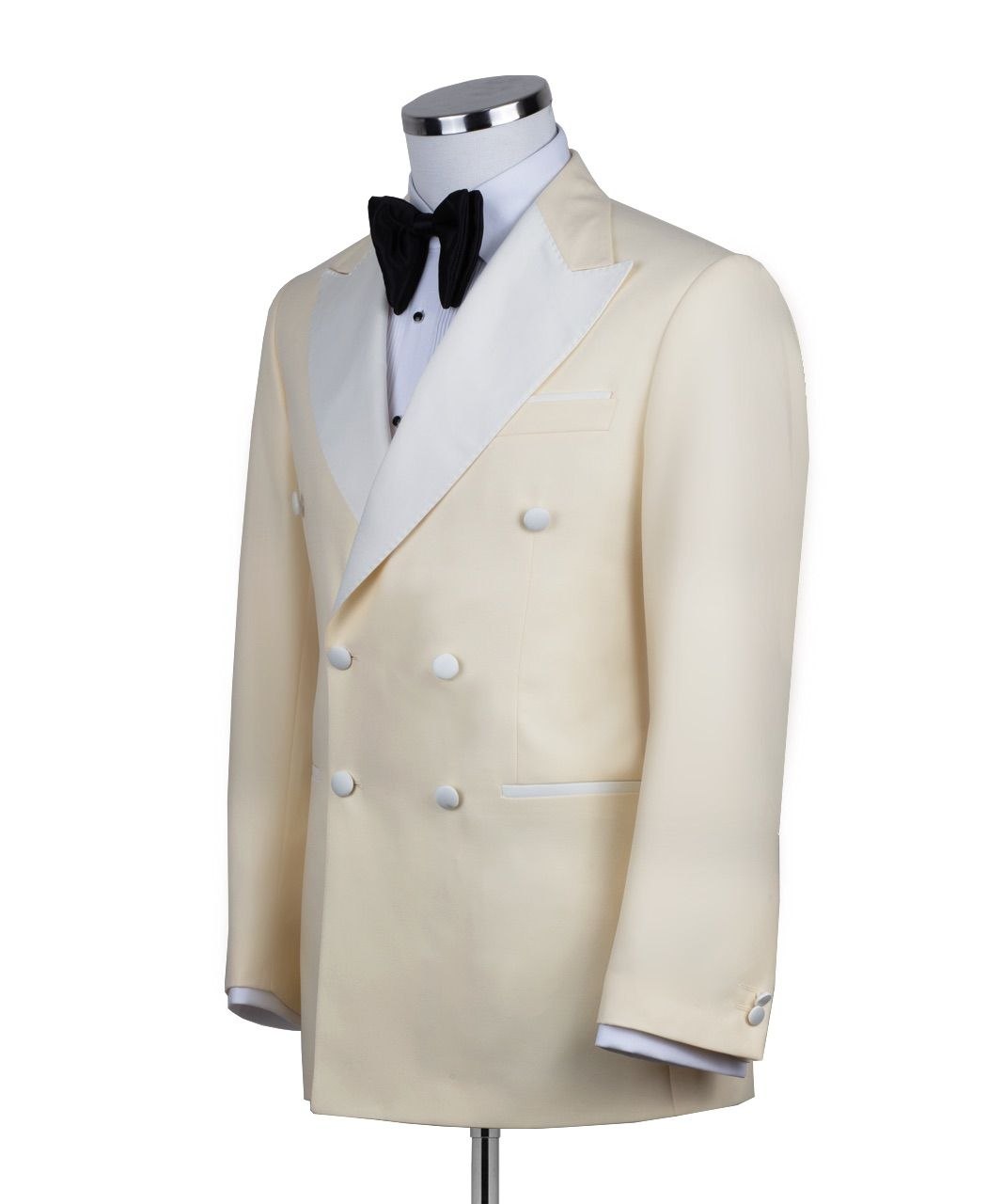 Cream Double Breasted Peak Lapel Tuxedo | Charly Luxury