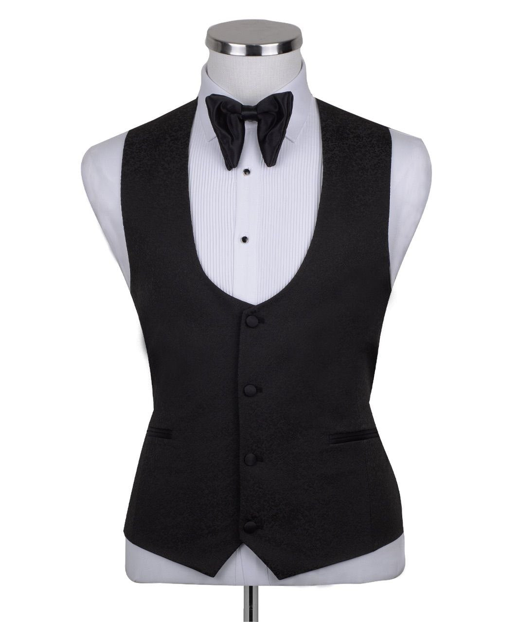 Black Jacquard Slim Fit Three-Piece Tuxedo | Charly Luxury