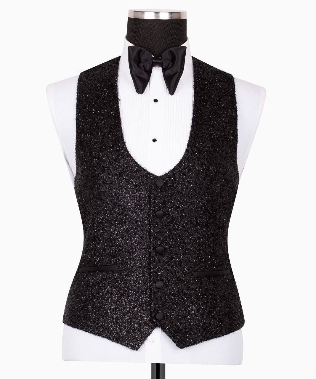 Black Embellished Shawl Lapel Three Piece Tuxedo | Charly Luxury