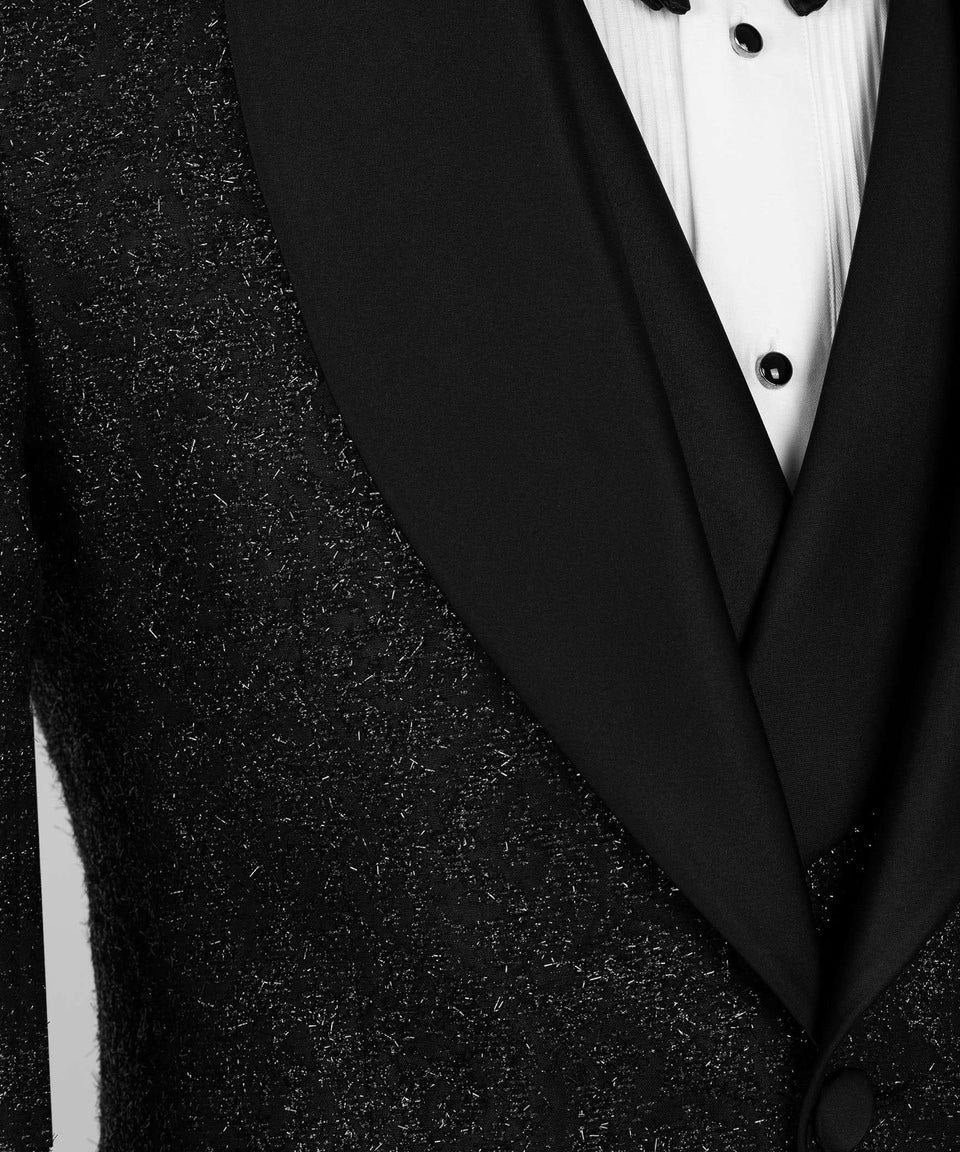 Black Textured Shawl Lapel Three-Piece Tuxedo | Charly Luxury