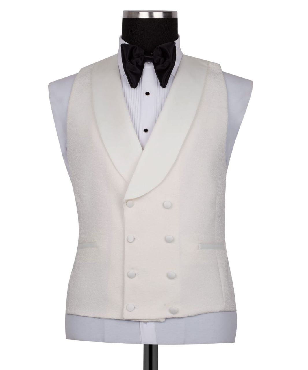 Ivory Jacquard Shawl Lapel Three-Piece Tuxedo | Charly Luxury