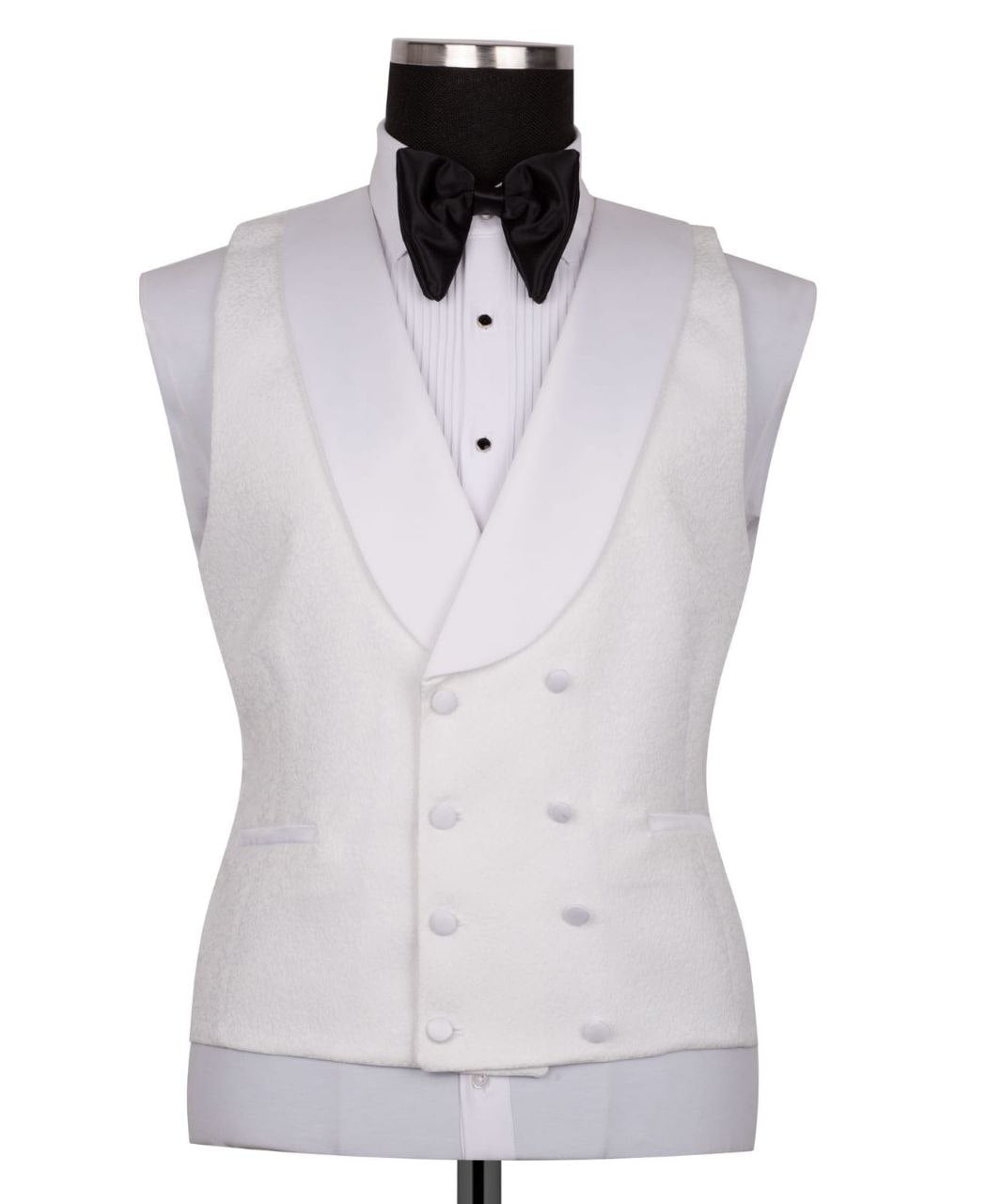 White Jacquard Peak Lapel Three-Piece Tuxedo | Charly Luxury