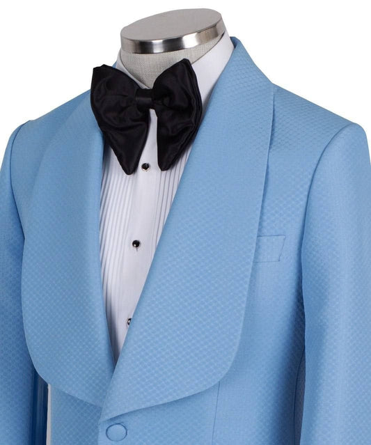 Light Blue Textured Shawl Lapel Tuxedo | Charly Luxury