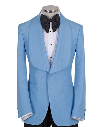 Light Blue Textured Shawl Lapel Tuxedo | Charly Luxury