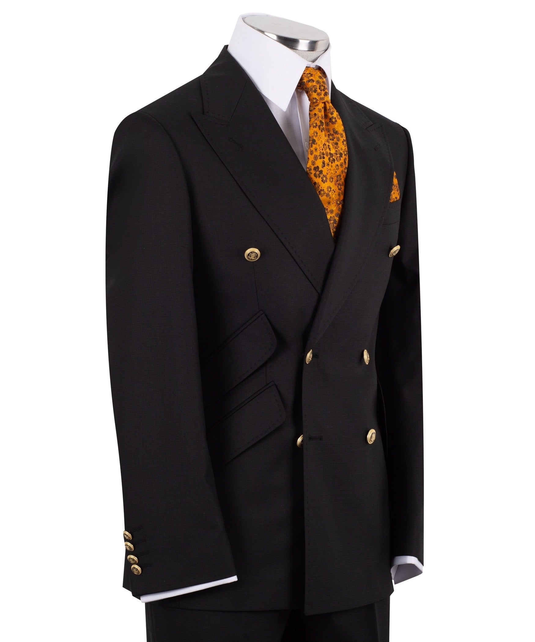 Black Wool Double Breasted Suit | Charly Luxury