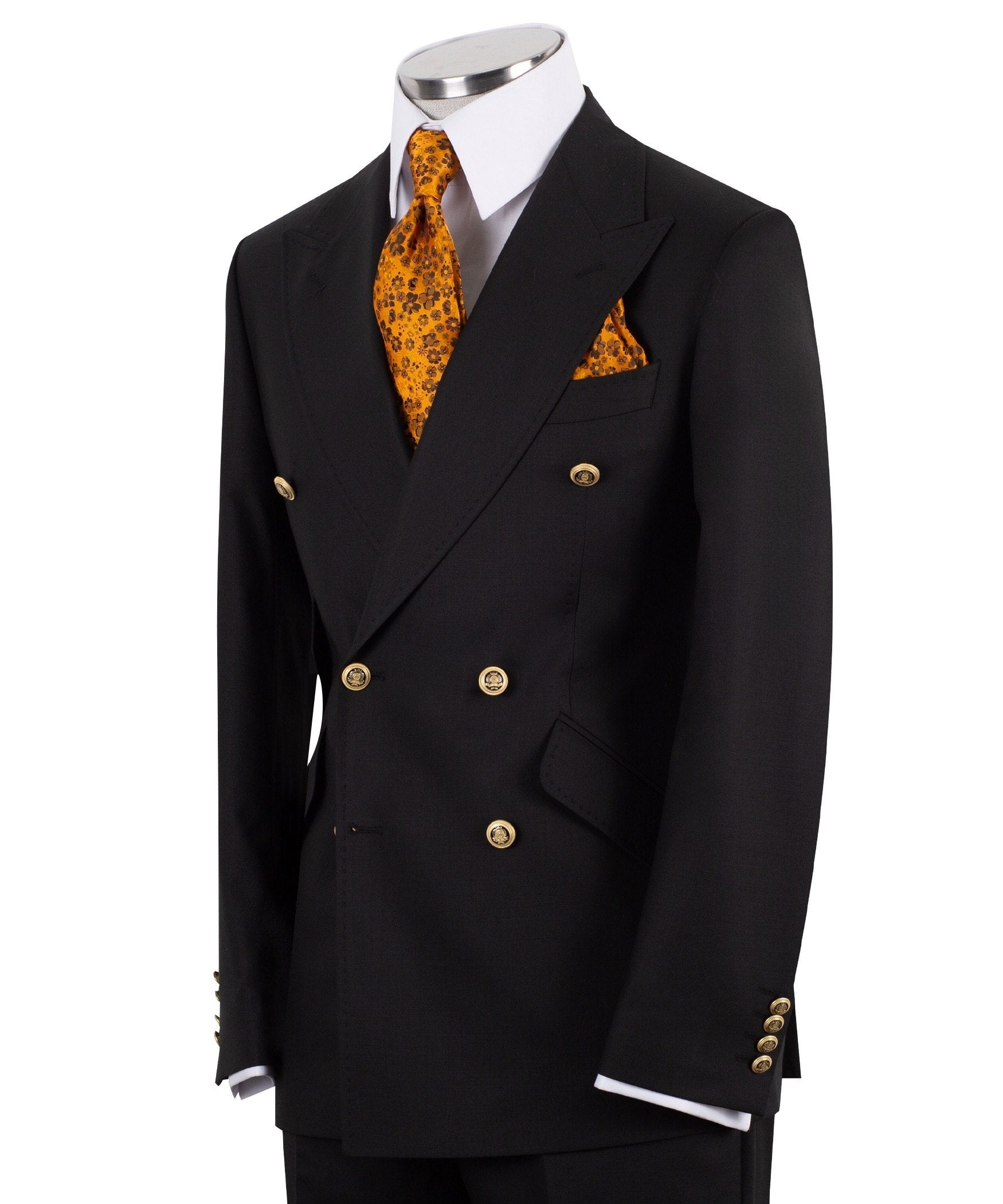 Black Wool Double Breasted Suit | Charly Luxury