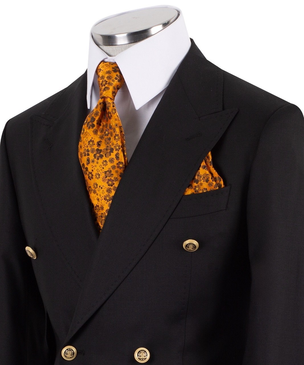 Black Wool Double Breasted Suit | Charly Luxury