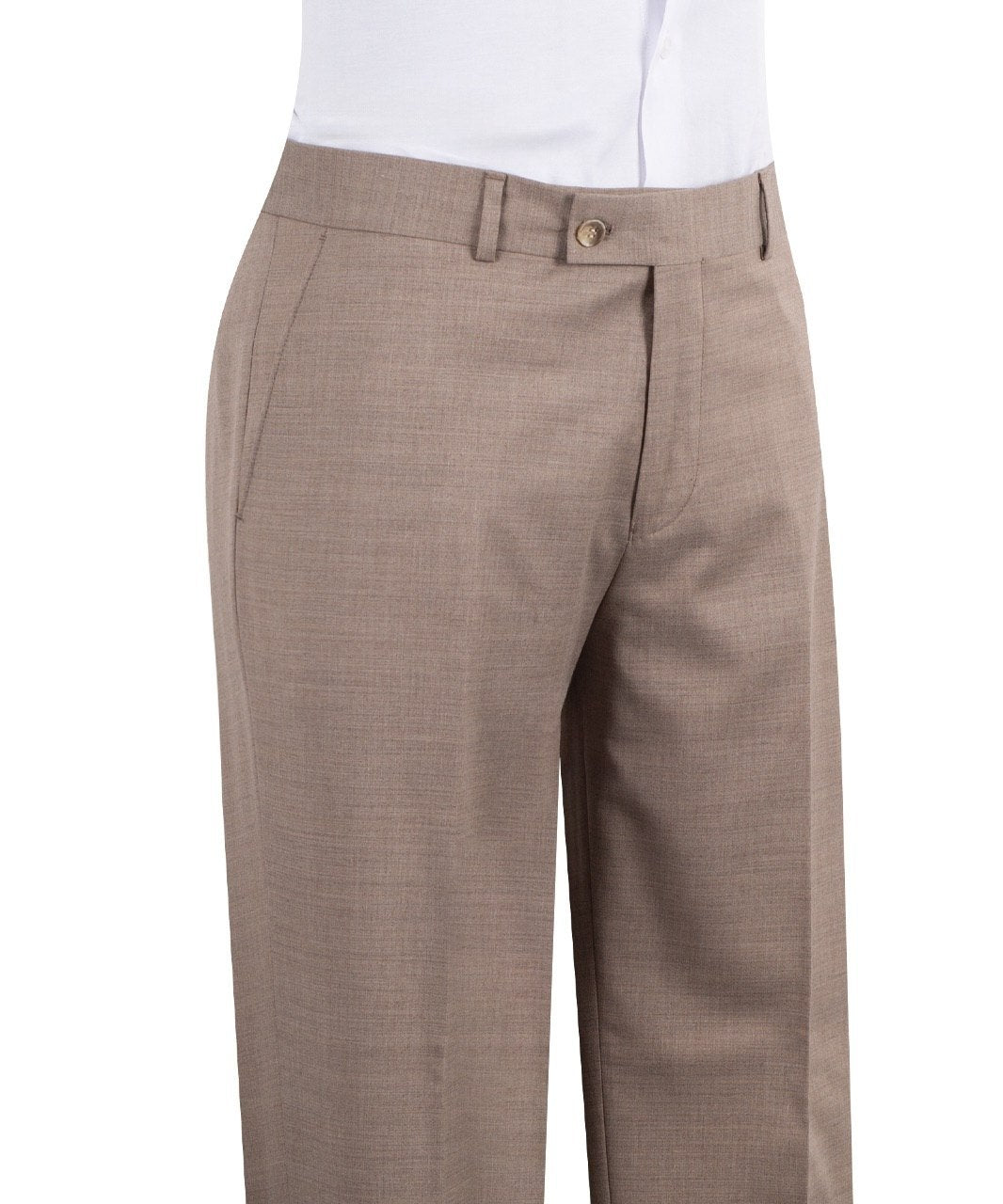 Beige Wool Blend Double Breasted Classic Suit | Charly Luxury