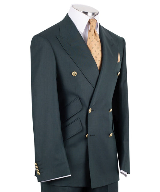 Dark Green Premium Wool Blend Double Breasted Suit | Charly Luxury