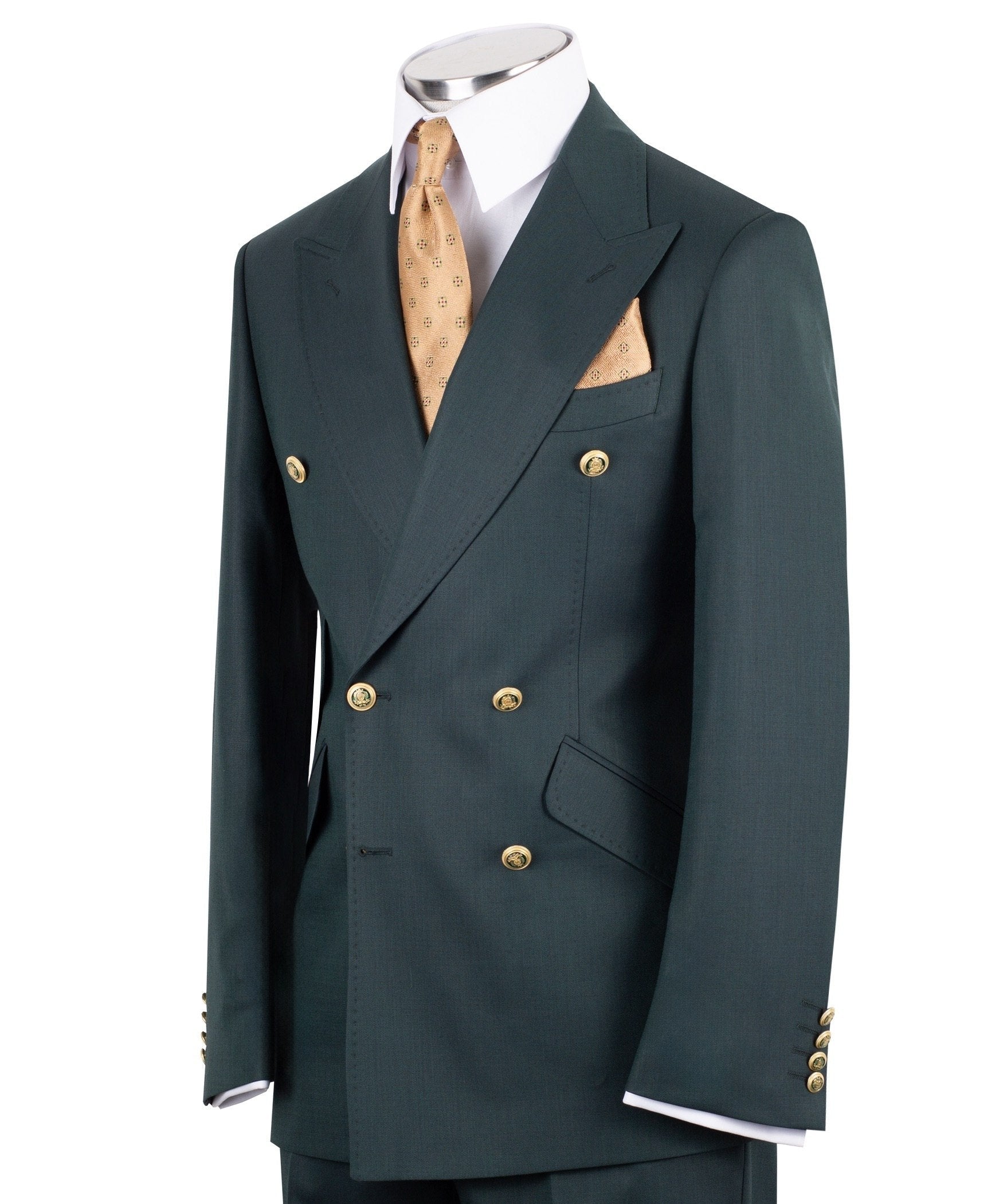 Dark Green Premium Wool Blend Double Breasted Suit | Charly Luxury