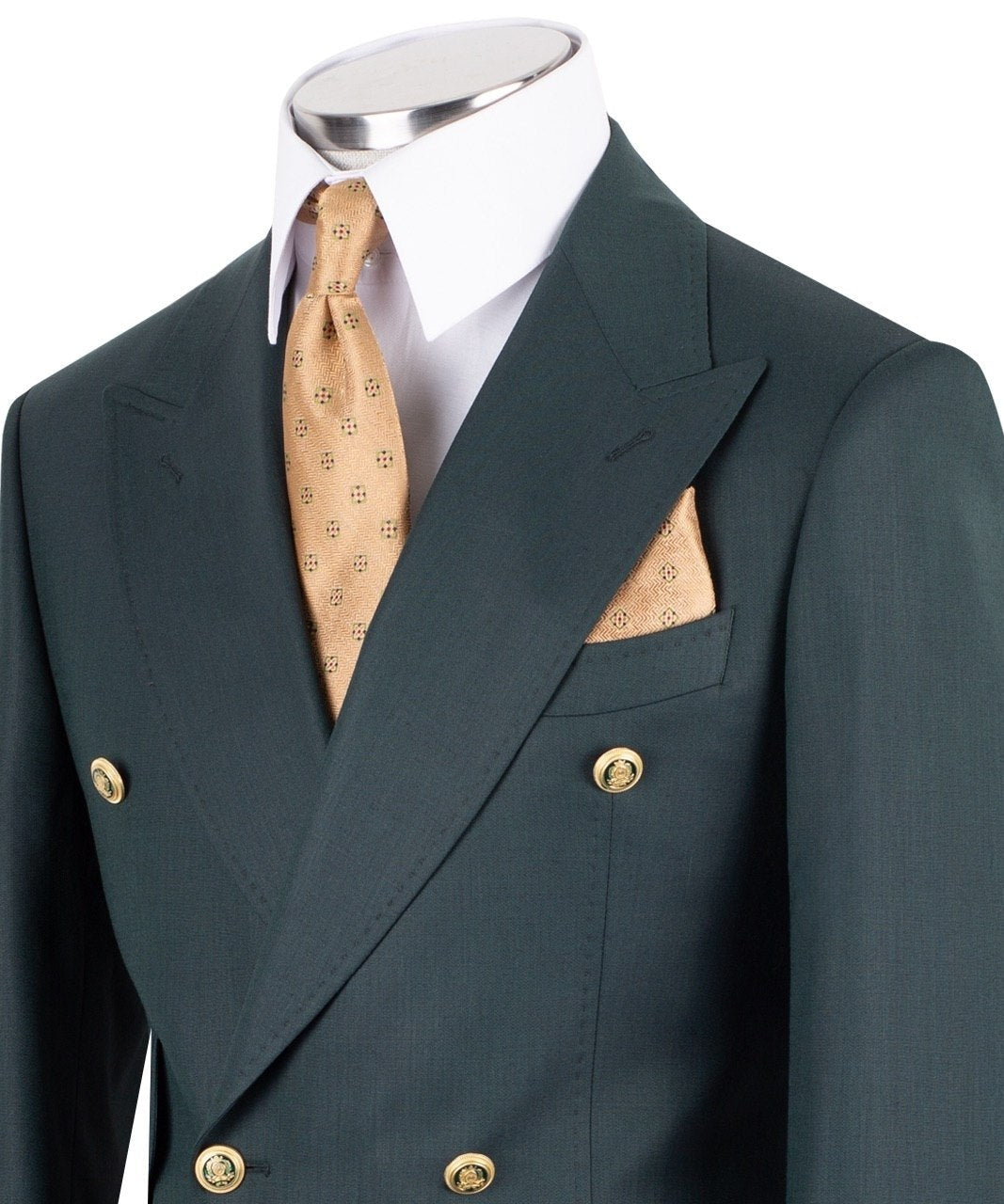 Dark Green Premium Wool Blend Double Breasted Suit | Charly Luxury