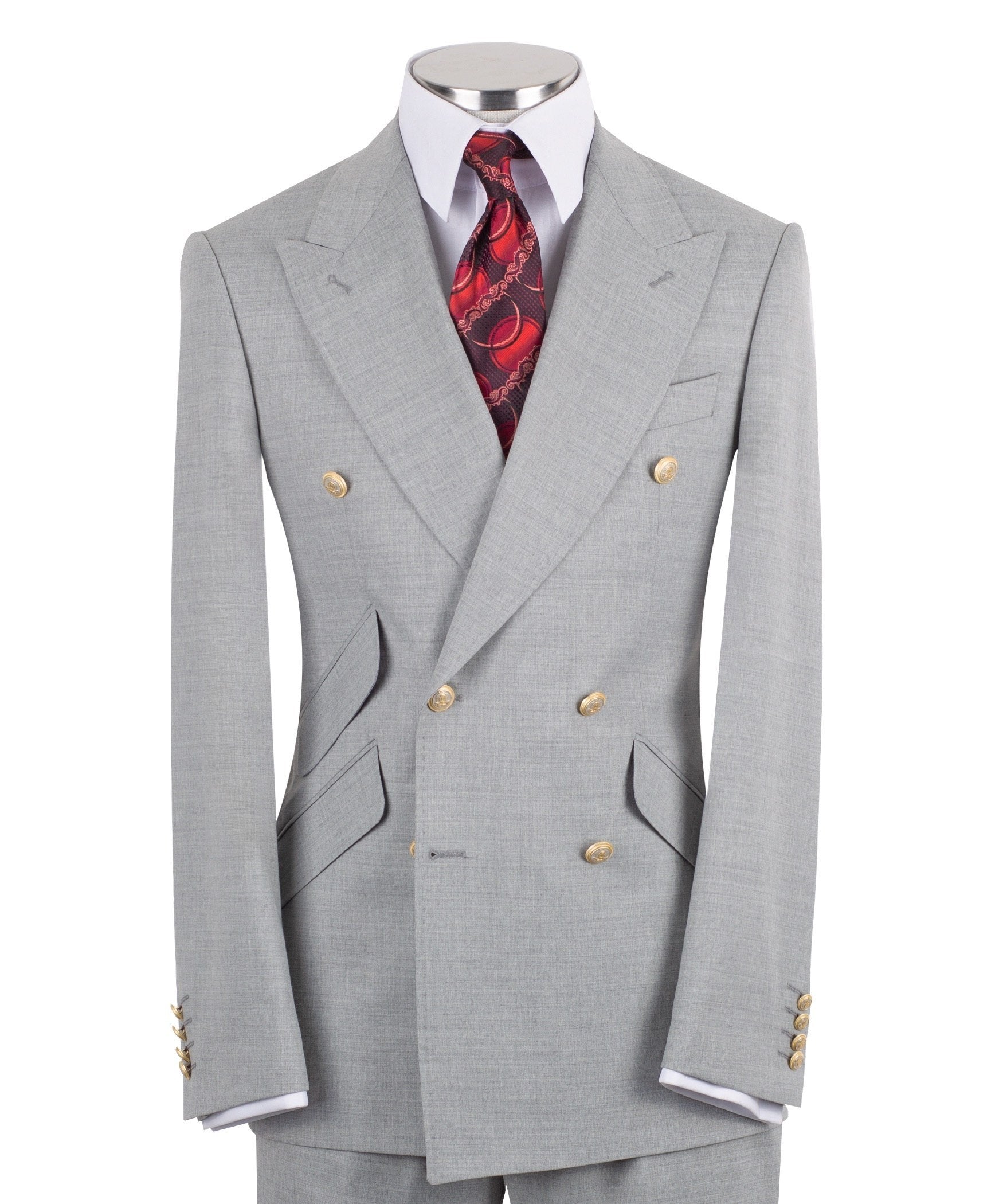 Light Grey Wool Double Breasted Suit | Charly Luxury