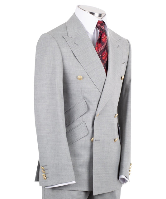 Light Grey Wool Double Breasted Suit | Charly Luxury