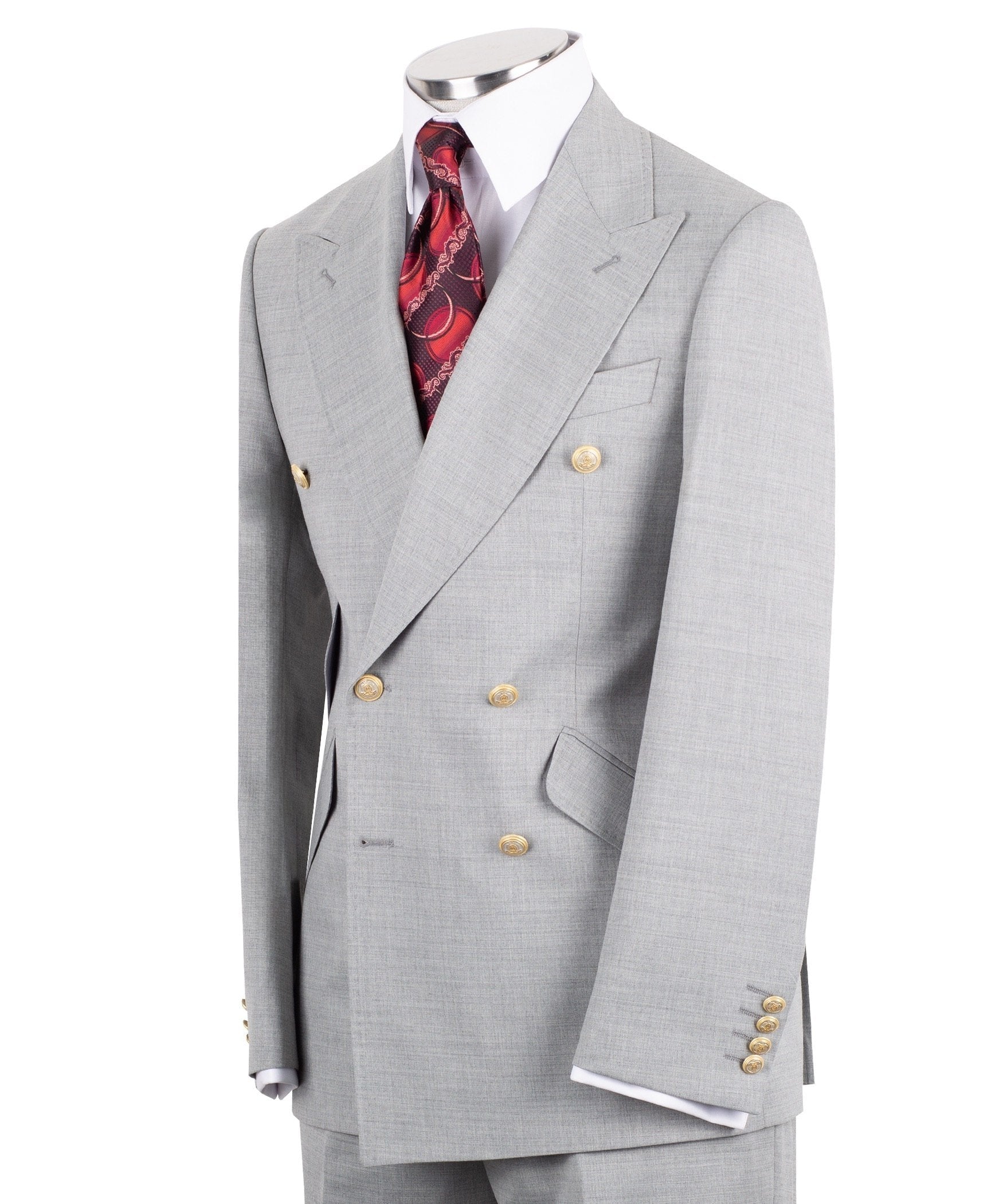 Light Grey Wool Double Breasted Suit | Charly Luxury