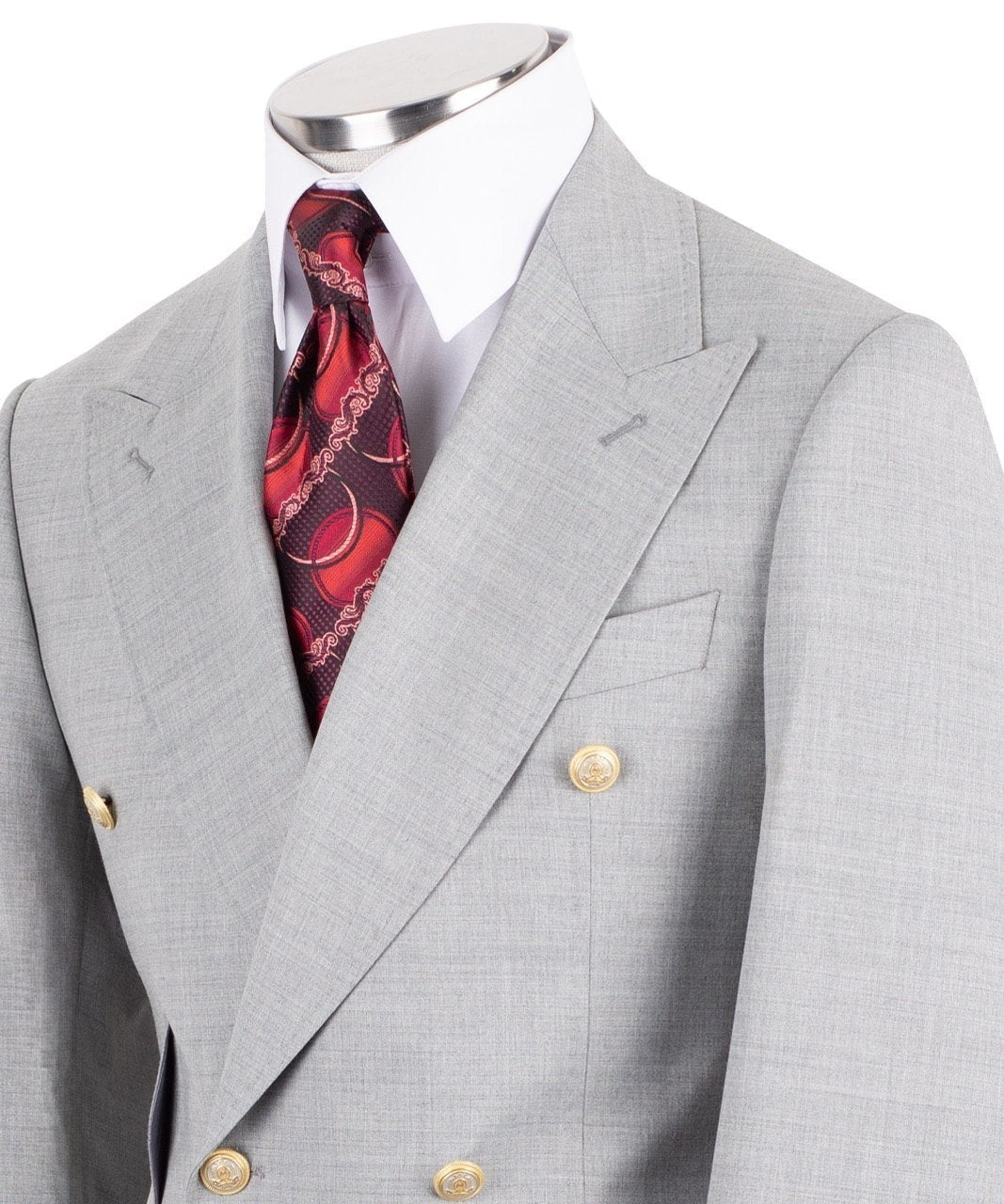 Light Grey Wool Double Breasted Suit | Charly Luxury