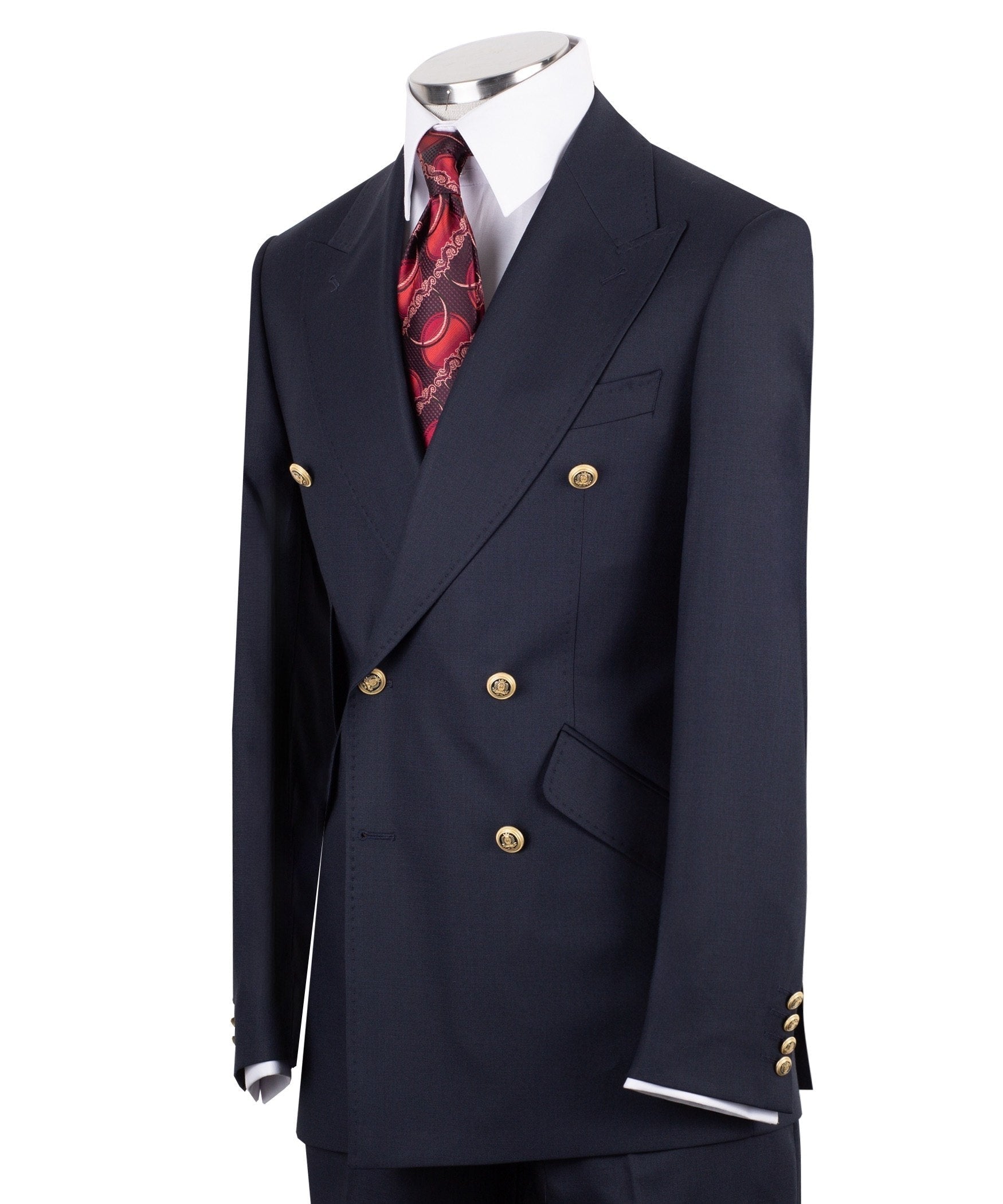 Navy Blue 100% Premium Wool Double Breasted Suit | Charly Luxury