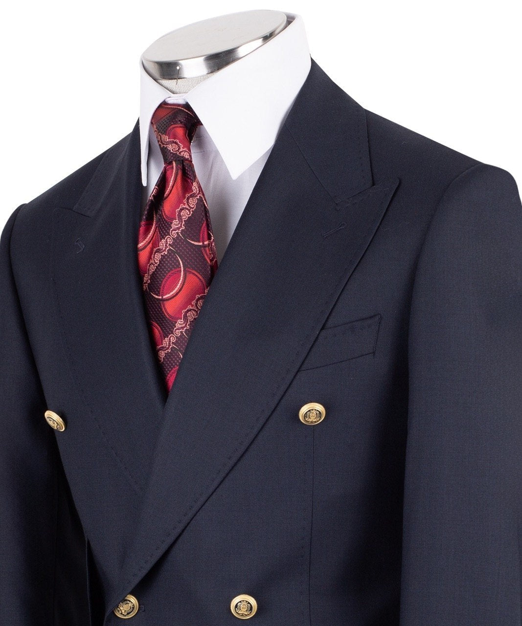 Navy Blue 100% Premium Wool Double Breasted Suit | Charly Luxury