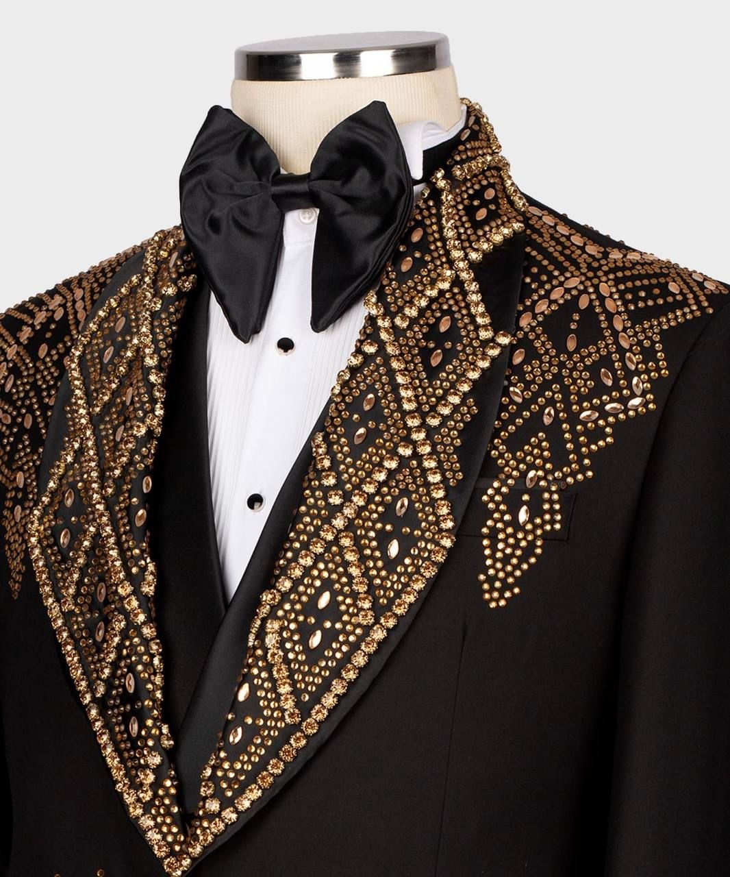 Black Gold Embellished Shawl Lapel Tuxedo | Charly Luxury